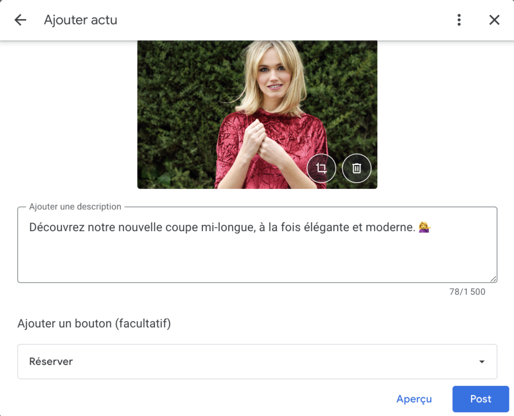 Publier une actu en Google Posts