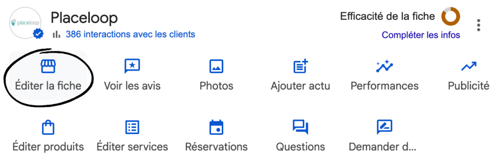 Cliquer sur éditer la fiche