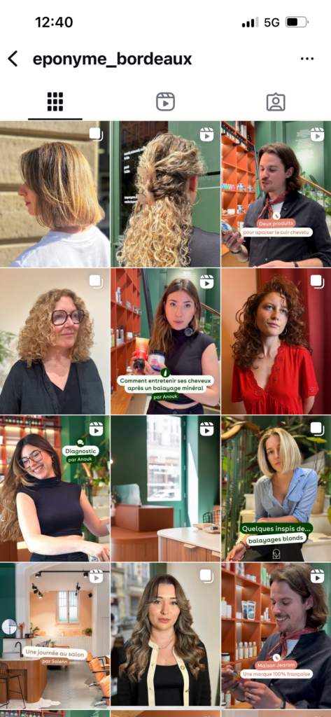 Exemple d'un profil Instagram harmonieux