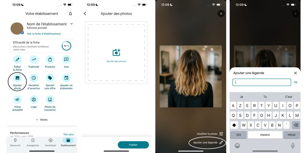 Légende sur images fiche Google